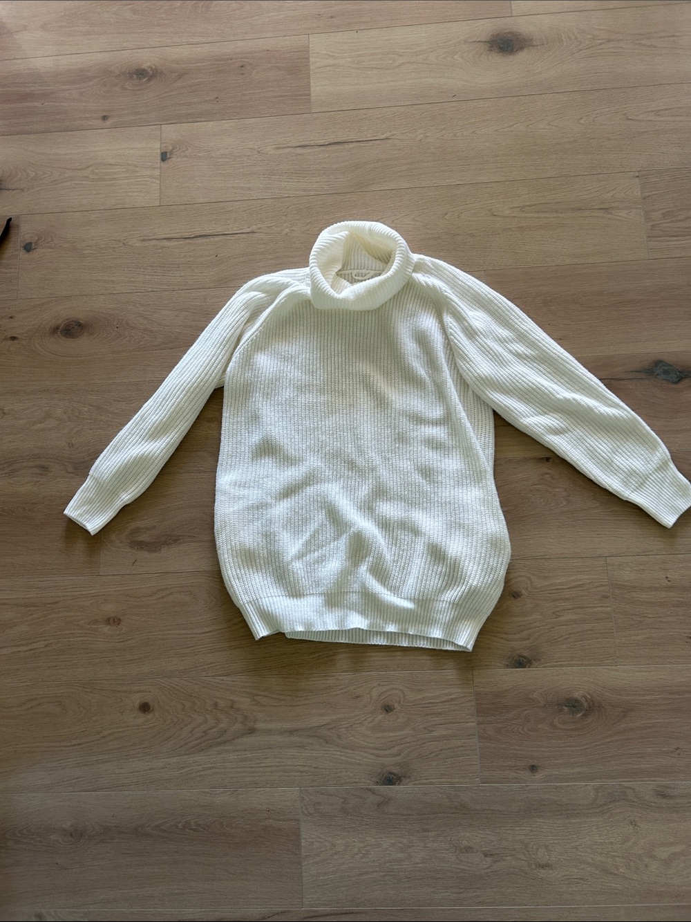 White chunky cowl neck sweater